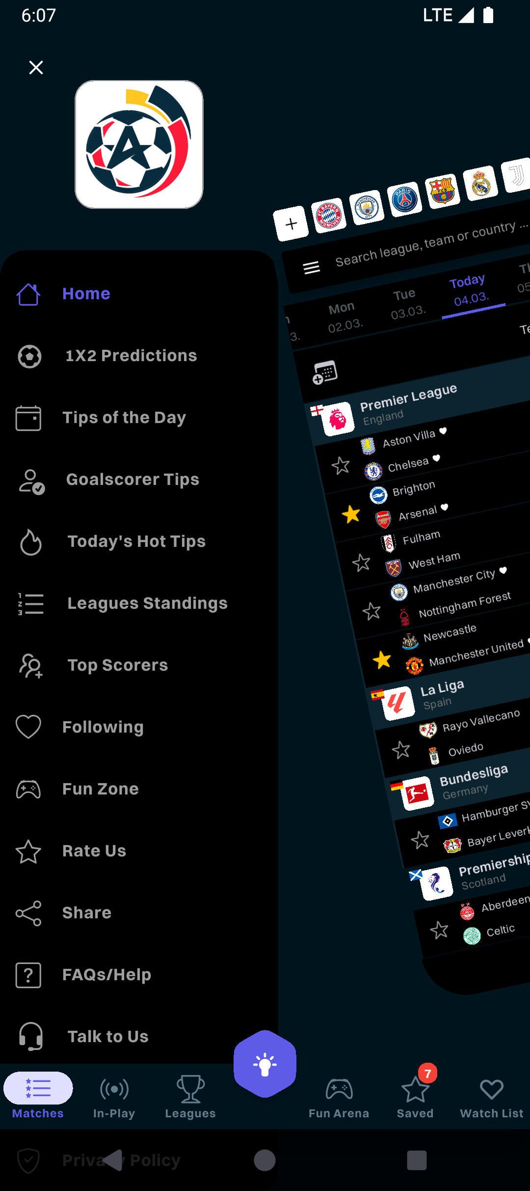 AdvanceScores Dark appearance mobile screen